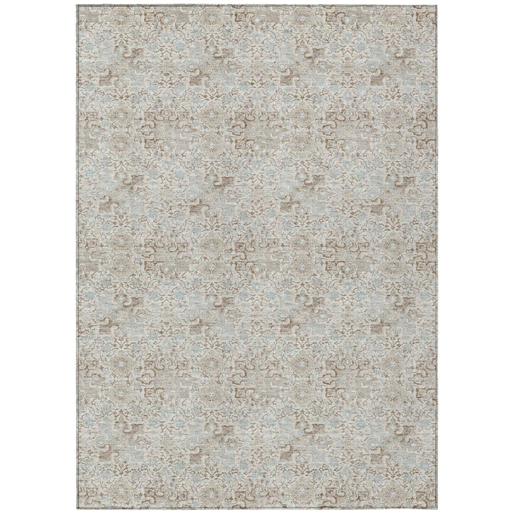 3' X 5' Ivory And Silver Damask Washable Indoor Outdoor Area Rug HomeRoots