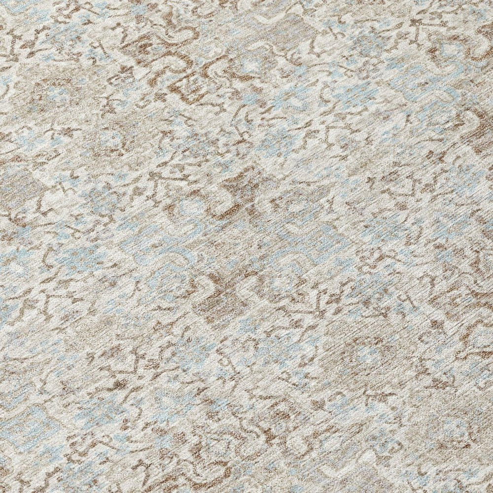 8' Ivory And Silver Round Damask Washable Indoor Outdoor Area Rug — view 8