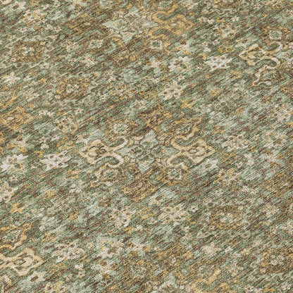 10' X 14' Olive Green And Green Damask Washable Indoor Outdoor Area Rug HomeRoots