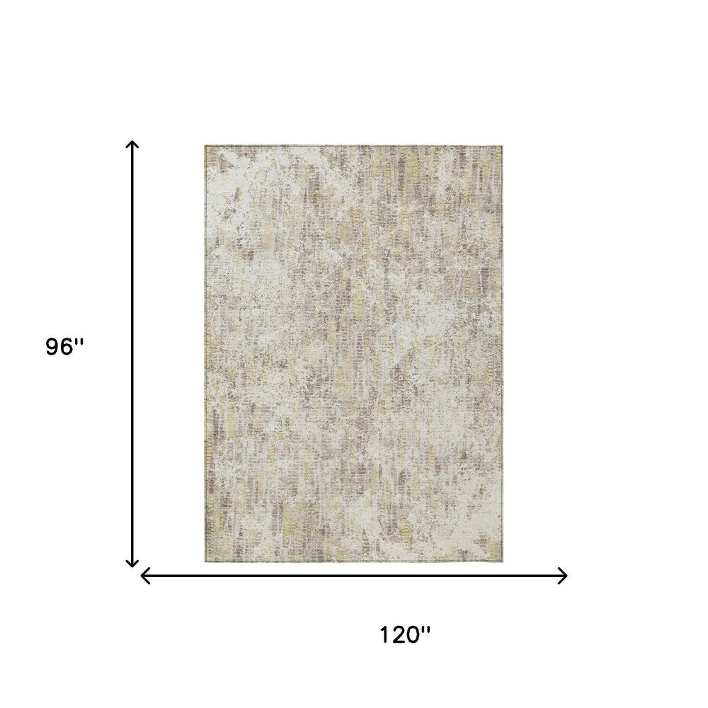 8' X 10' Ivory And Silver Abstract Washable Indoor Outdoor Area Rug HomeRoots