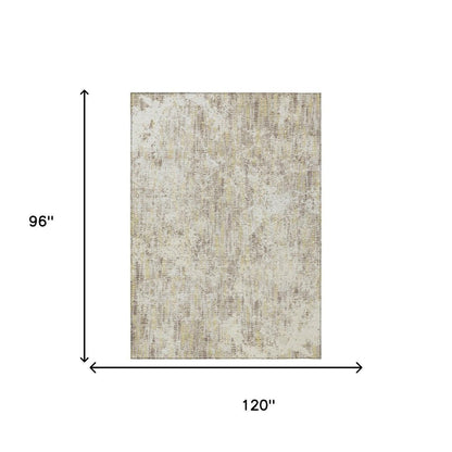 8' X 10' Ivory And Silver Abstract Washable Indoor Outdoor Area Rug HomeRoots