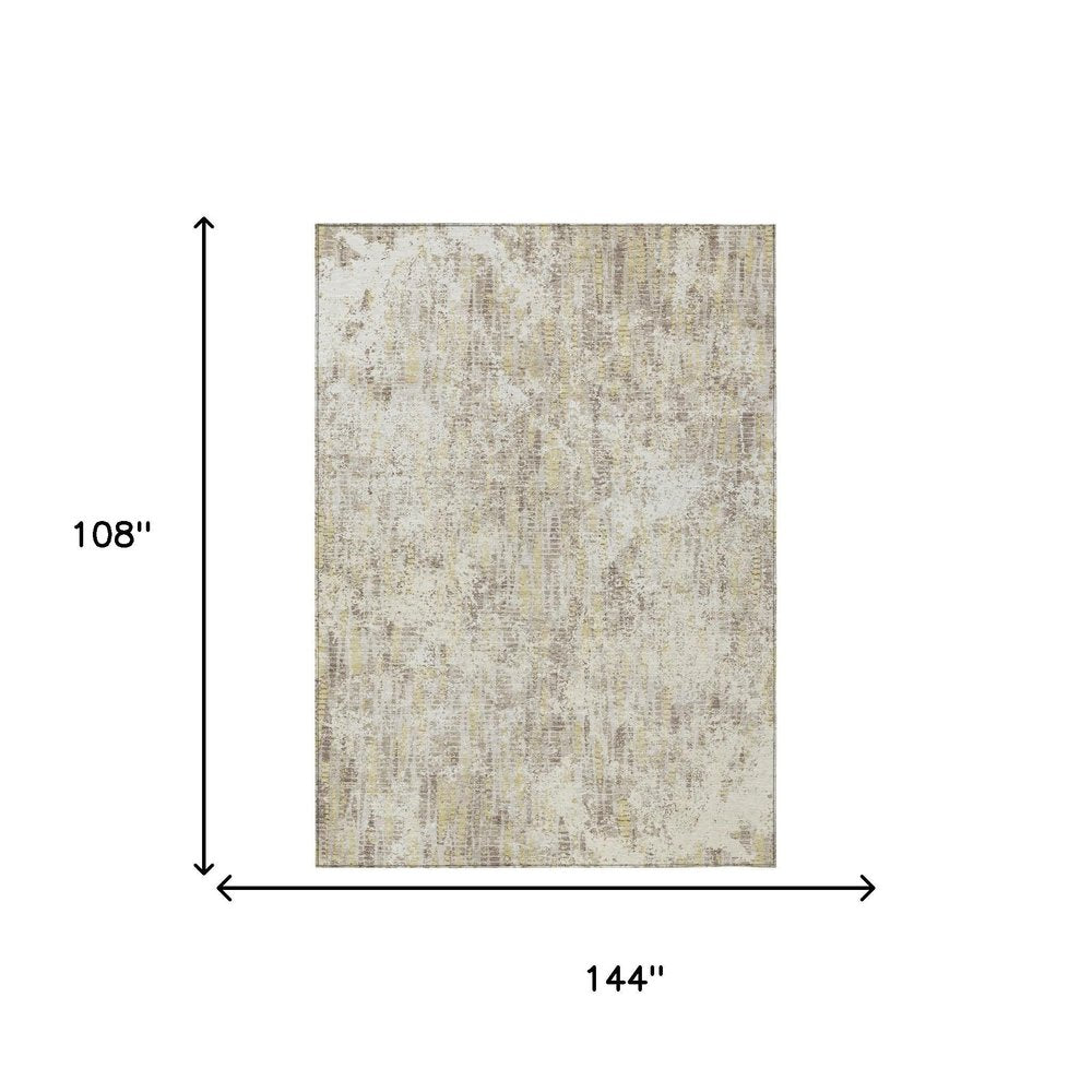 9' X 12' Ivory And Silver Abstract Washable Indoor Outdoor Area Rug HomeRoots