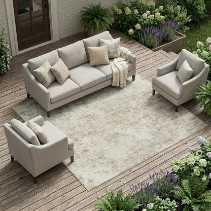 9' X 12' Ivory And Silver Abstract Washable Indoor Outdoor Area Rug HomeRoots