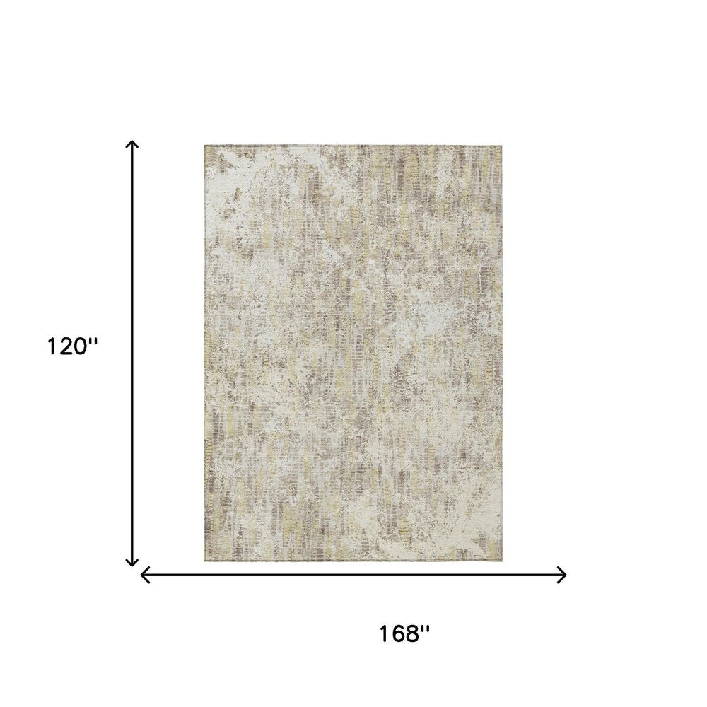 10' X 14' Ivory And Silver Abstract Washable Indoor Outdoor Area Rug — view 4