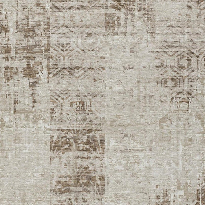 5' X 8' Beige And Brown Abstract Washable Indoor Outdoor Area Rug