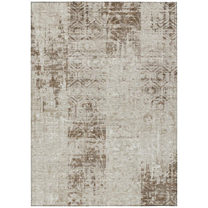 8' X 10' Beige And Brown Abstract Washable Indoor Outdoor Area Rug HomeRoots