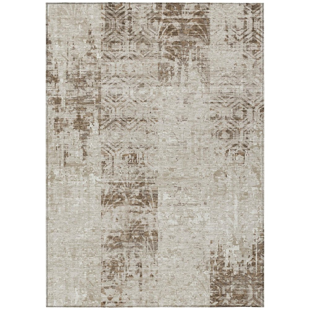 9' X 12' Beige And Brown Abstract Washable Indoor Outdoor Area Rug HomeRoots