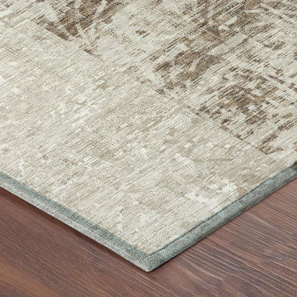 9' X 12' Beige And Brown Abstract Washable Indoor Outdoor Area Rug HomeRoots