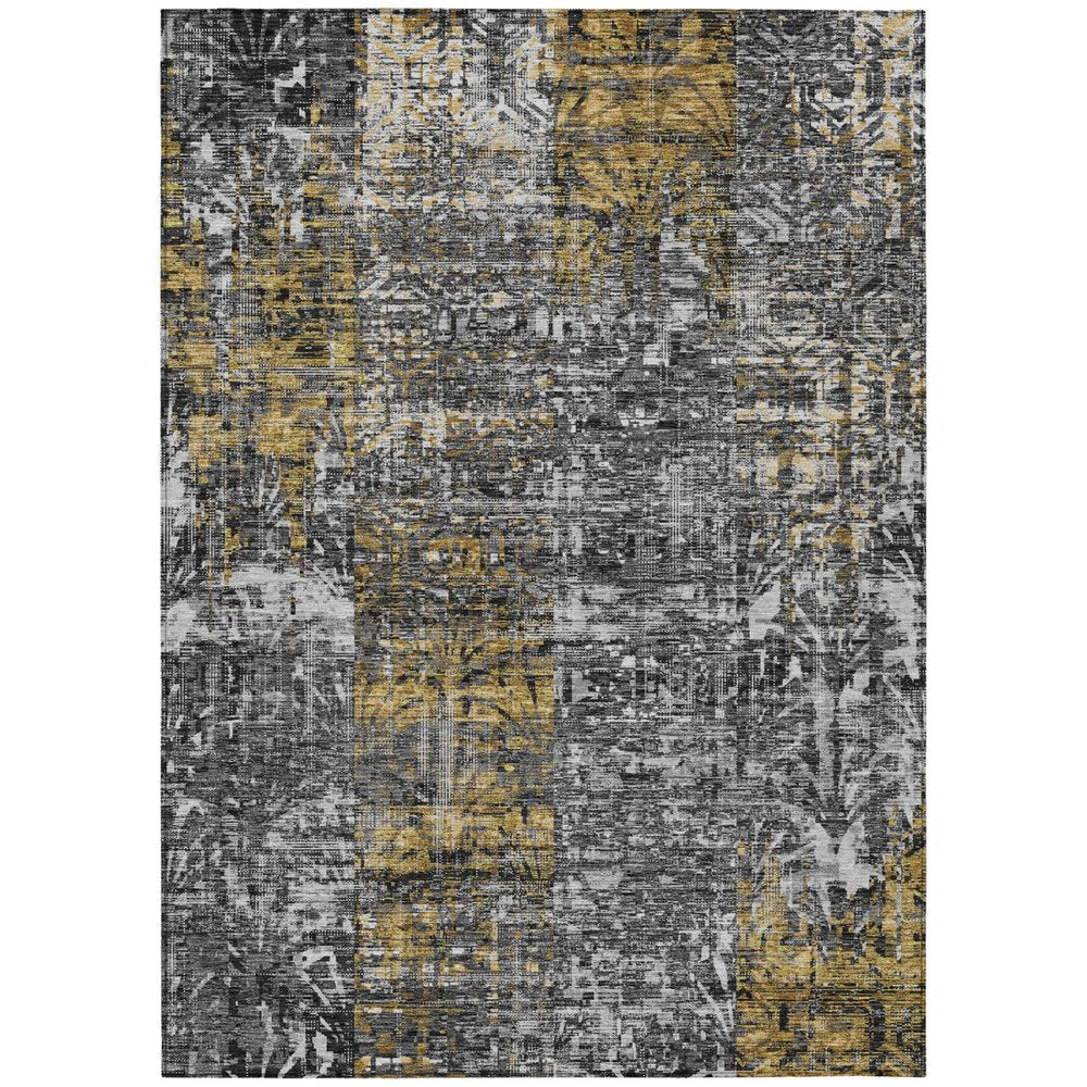 3' X 5' Black And Gray Abstract Washable Indoor Outdoor Area Rug — view 1