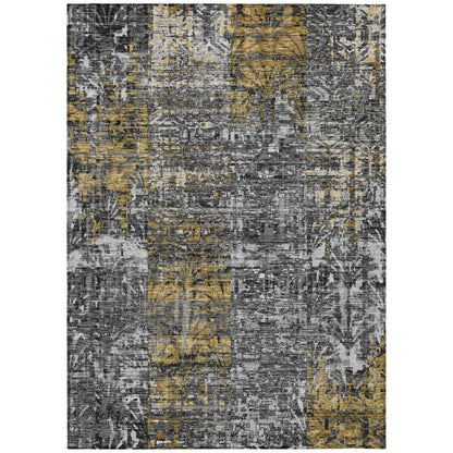 3' X 5' Black And Gray Abstract Washable Indoor Outdoor Area Rug HomeRoots