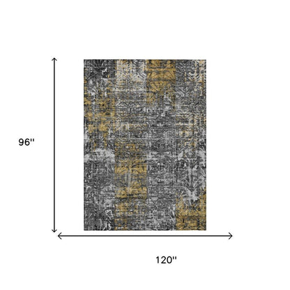 8' X 10' Black And Gray Abstract Washable Indoor Outdoor Area Rug HomeRoots