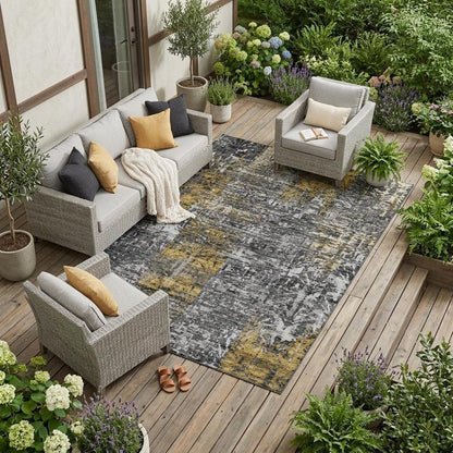 8' X 10' Black And Gray Abstract Washable Indoor Outdoor Area Rug HomeRoots