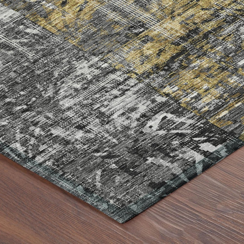9' X 12' Black And Gray Abstract Washable Indoor Outdoor Area Rug HomeRoots