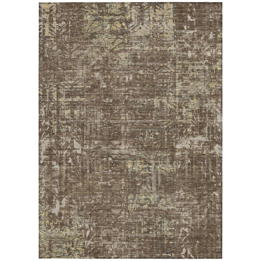 8' X 10' Chocolate And Brown Abstract Washable Indoor Outdoor Area Rug