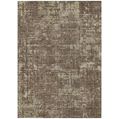 8' X 10' Chocolate And Brown Abstract Washable Indoor Outdoor Area Rug