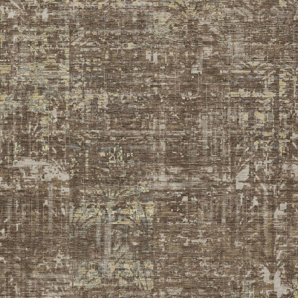 8' X 10' Chocolate And Brown Abstract Washable Indoor Outdoor Area Rug