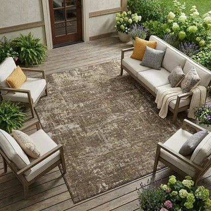 8' X 10' Chocolate And Brown Abstract Washable Indoor Outdoor Area Rug HomeRoots