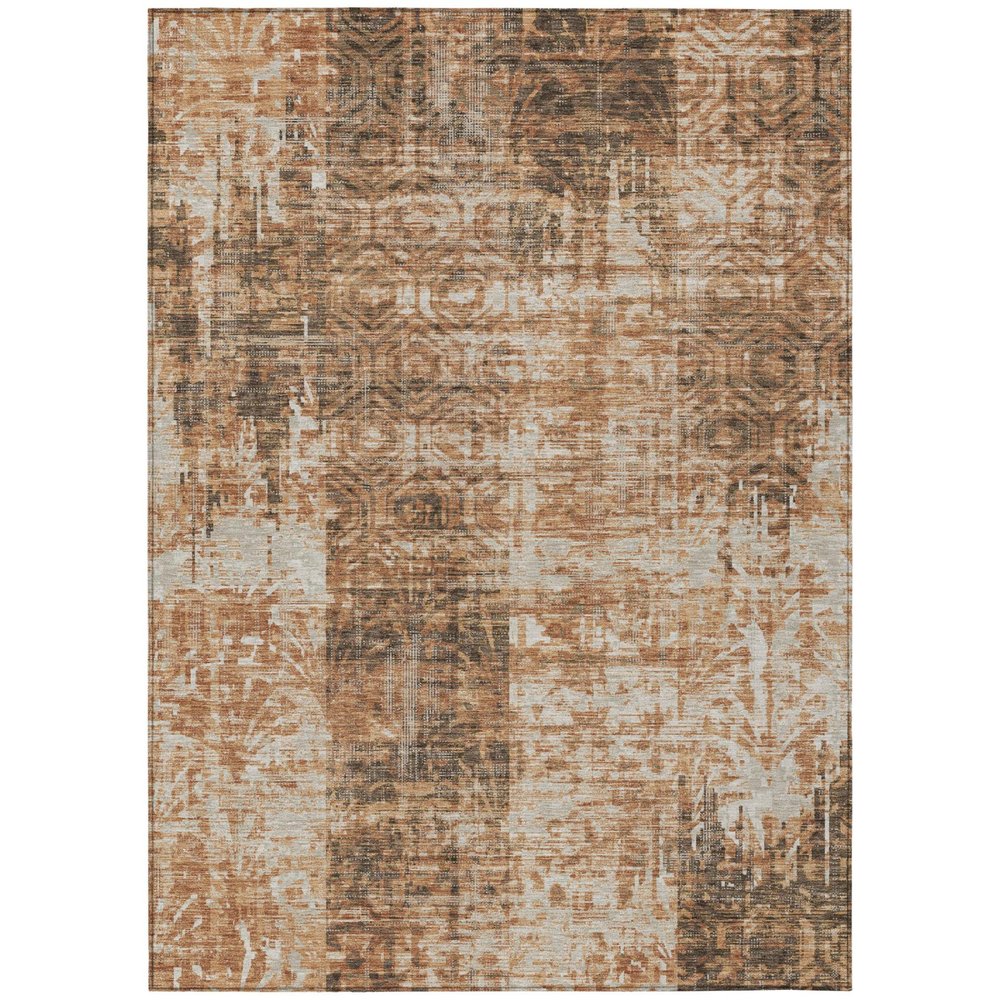 5' X 8' Copper And Orange Abstract Washable Indoor Outdoor Area Rug HomeRoots