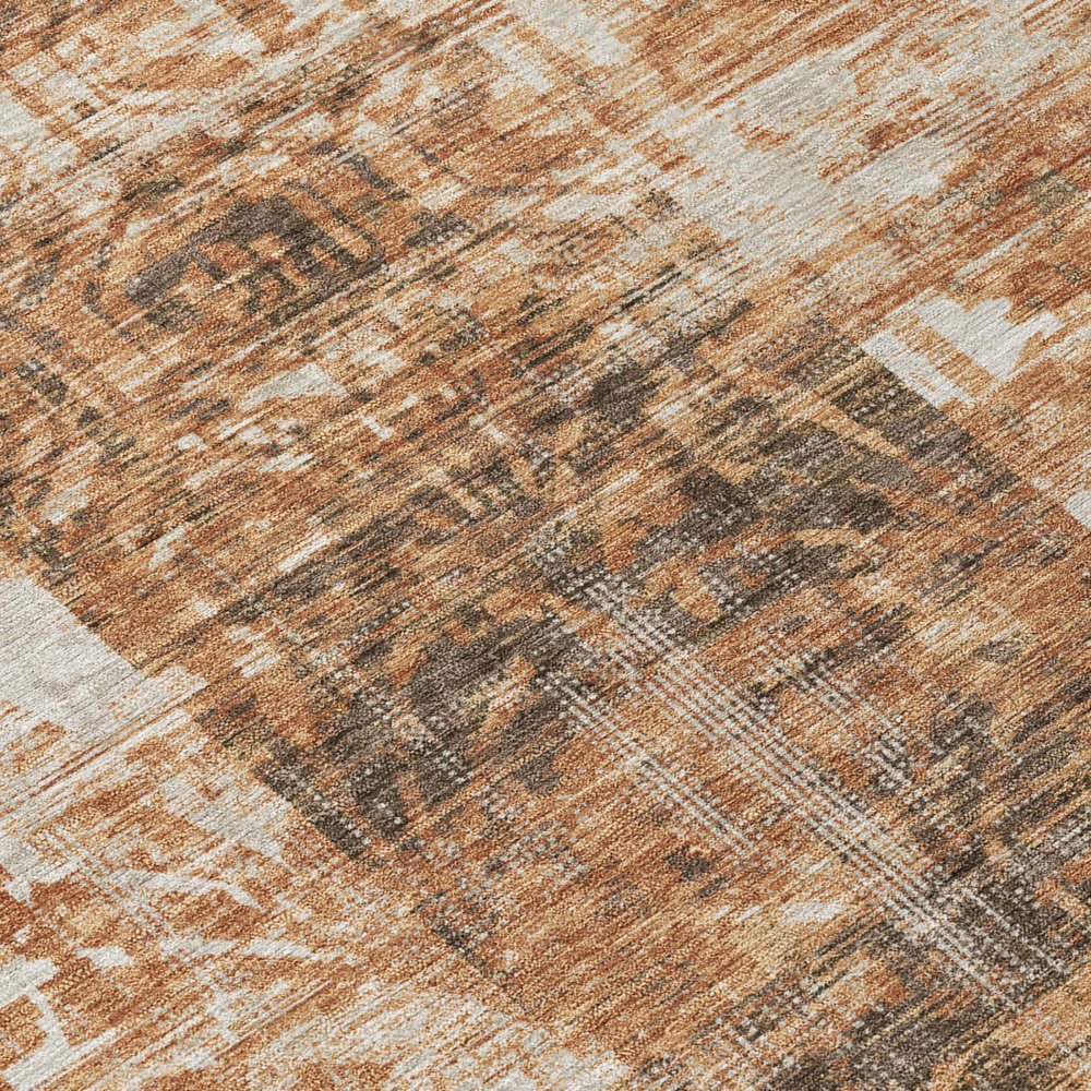 5' X 8' Copper And Orange Abstract Washable Indoor Outdoor Area Rug — view 3