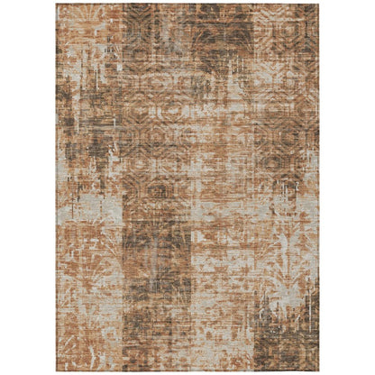 8' X 10' Copper And Orange Abstract Washable Indoor Outdoor Area Rug HomeRoots