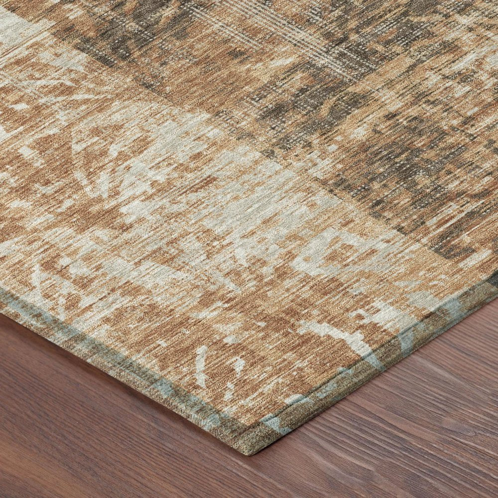 9' X 12' Copper And Orange Abstract Washable Indoor Outdoor Area Rug — view 2