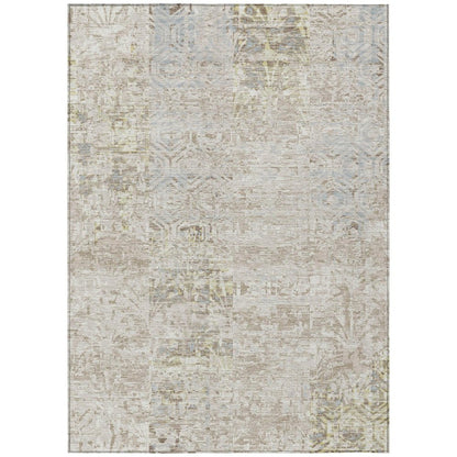10' X 14' Ivory And Silver Abstract Washable Indoor Outdoor Area Rug HomeRoots