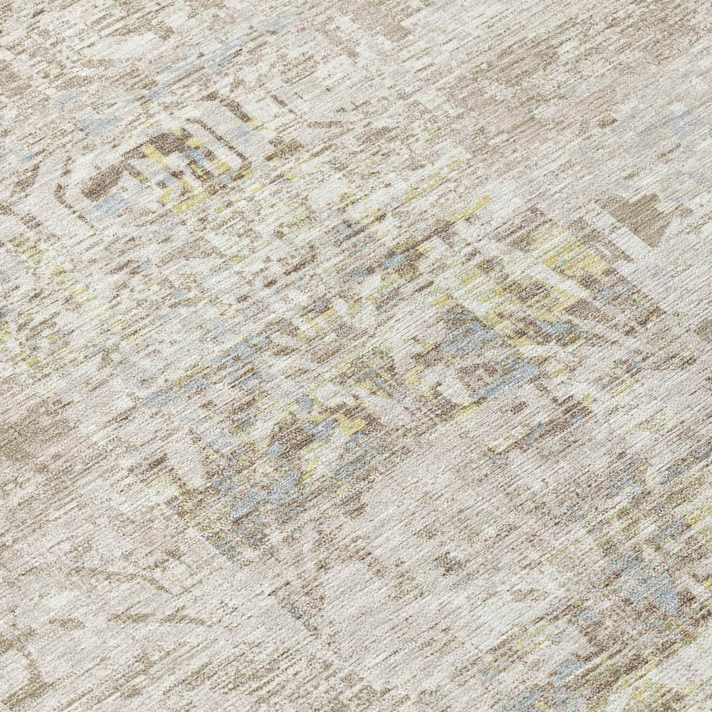 10' X 14' Ivory And Silver Abstract Washable Indoor Outdoor Area Rug — view 8