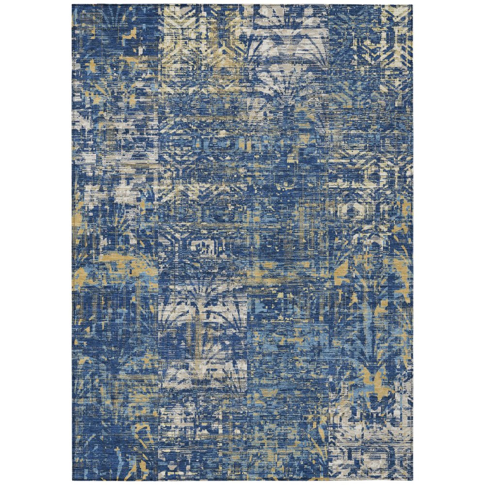 8' X 10' Navy Blue And Blue Abstract Washable Indoor Outdoor Area Rug — view 2