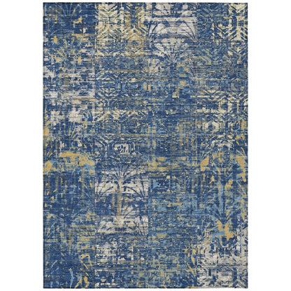 8' X 10' Navy Blue And Blue Abstract Washable Indoor Outdoor Area Rug HomeRoots