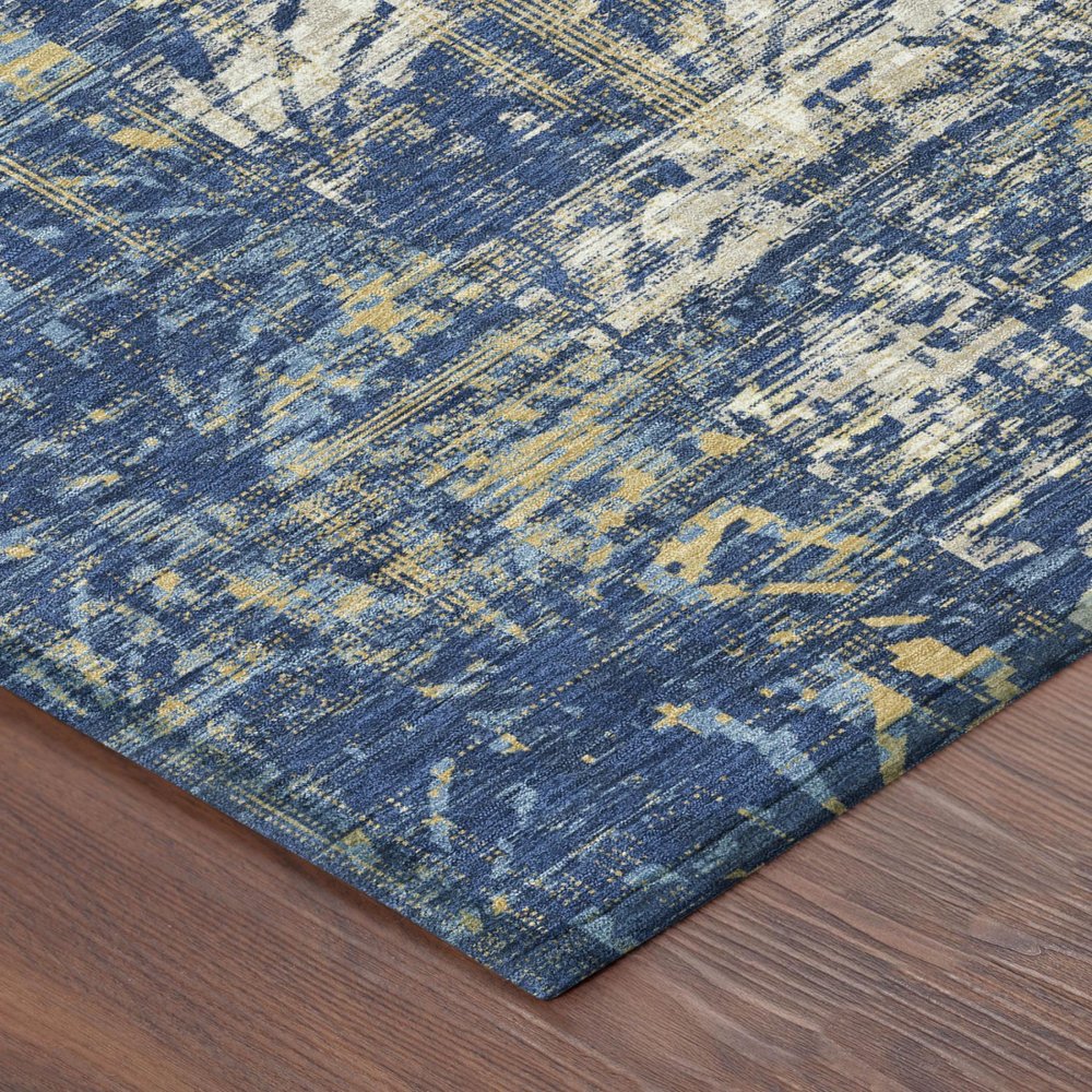 8' X 10' Navy Blue And Blue Abstract Washable Indoor Outdoor Area Rug HomeRoots