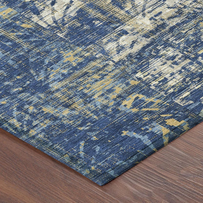 8' X 10' Navy Blue And Blue Abstract Washable Indoor Outdoor Area Rug HomeRoots