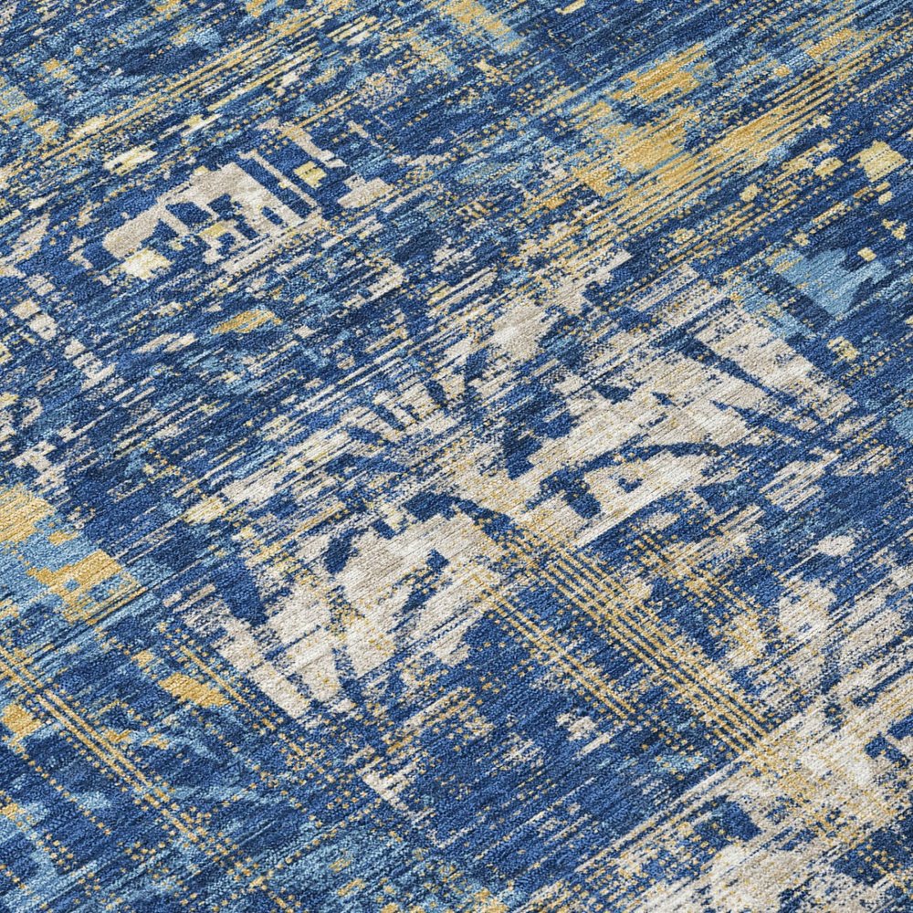 8' X 10' Navy Blue And Blue Abstract Washable Indoor Outdoor Area Rug — view 4