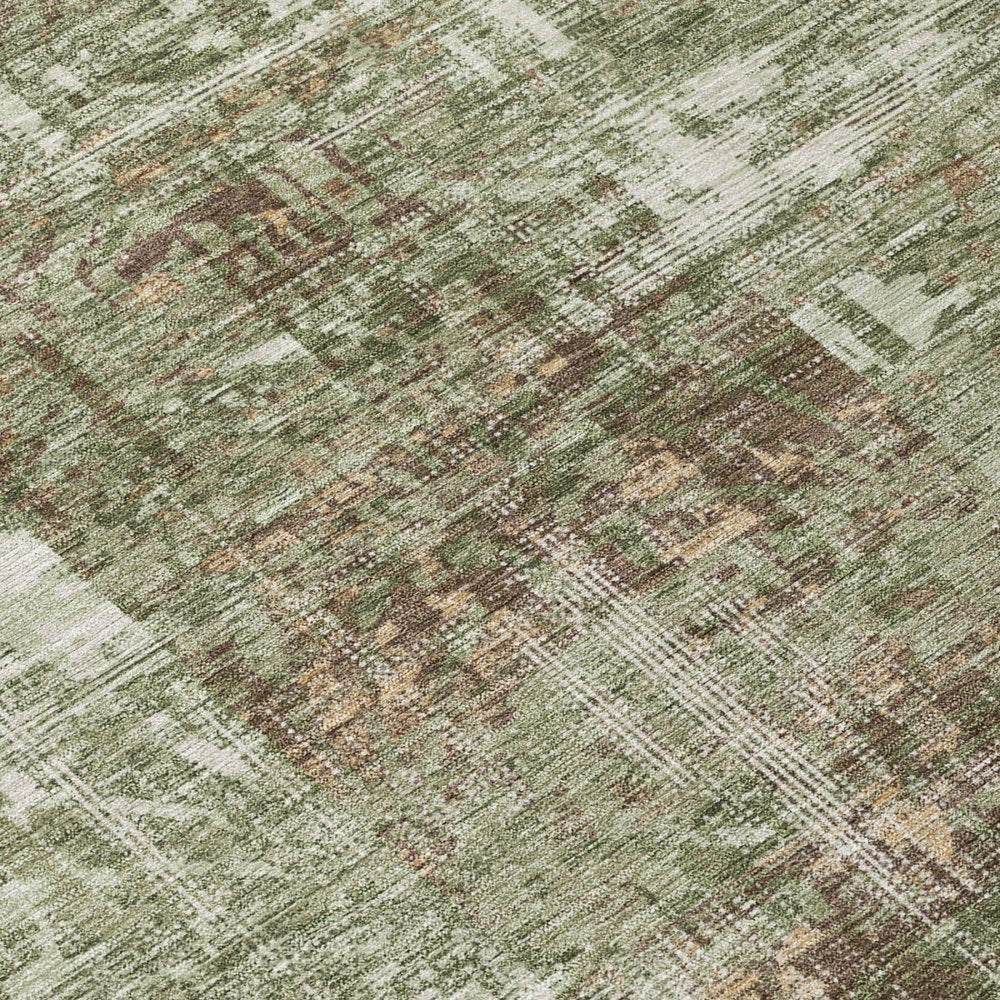 5' X 8' Olive Green And Green Abstract Washable Indoor Outdoor Area Rug — view 3