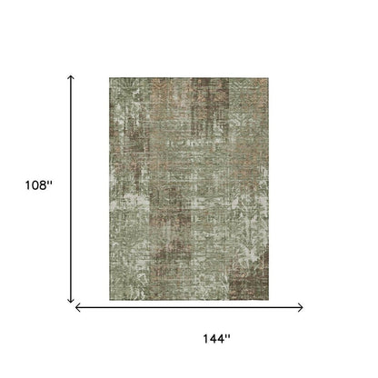 9' X 12' Olive Green And Green Abstract Washable Indoor Outdoor Area Rug HomeRoots