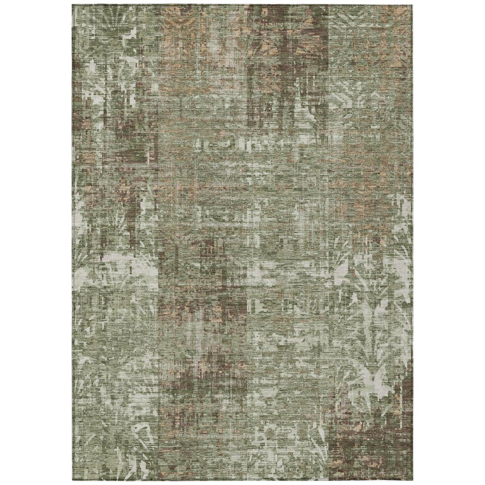 9' X 12' Olive Green And Green Abstract Washable Indoor Outdoor Area Rug HomeRoots