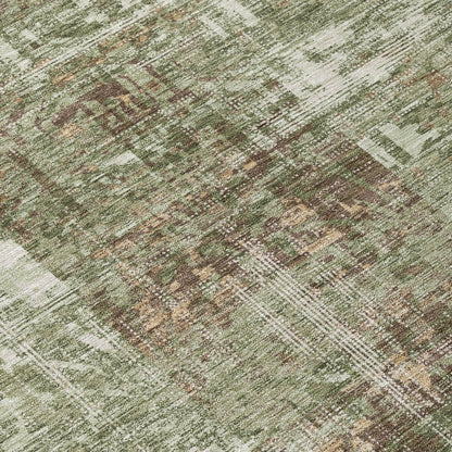 10' X 14' Olive Green And Green Abstract Washable Indoor Outdoor Area Rug HomeRoots