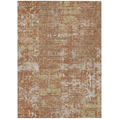 9' X 12' Orange And Beige Abstract Washable Indoor Outdoor Area Rug HomeRoots