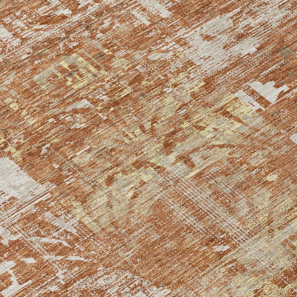 10' X 14' Orange And Beige Abstract Washable Indoor Outdoor Area Rug — view 3