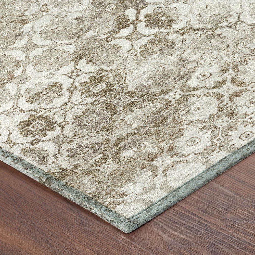 3' X 5' Beige And Brown Floral Medallion Washable Indoor Outdoor Area Rug HomeRoots