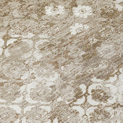 5' X 8' Beige And Brown Floral Medallion Washable Indoor Outdoor Area Rug HomeRoots