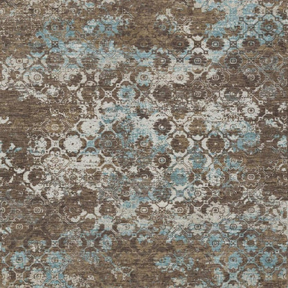 3' X 5' Brown And Coffee Floral Medallion Washable Indoor Outdoor Area Rug