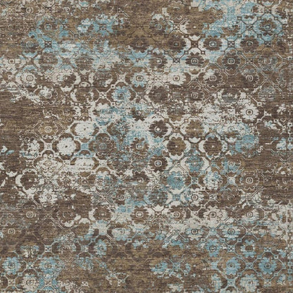 3' X 5' Brown And Coffee Floral Medallion Washable Indoor Outdoor Area Rug