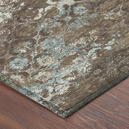 3' X 5' Brown And Coffee Floral Medallion Washable Indoor Outdoor Area Rug HomeRoots