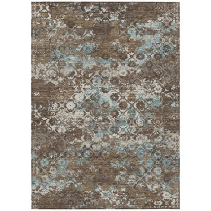 10' X 14' Brown And Coffee Floral Medallion Washable Indoor Outdoor Area Rug HomeRoots