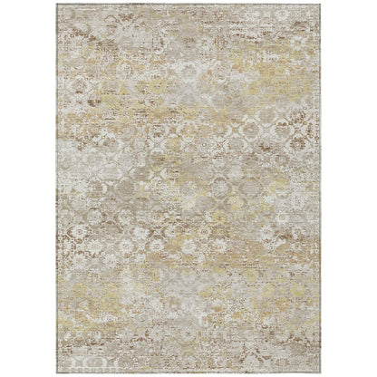 5' X 8' Ivory And Silver Floral Medallion Washable Indoor Outdoor Area Rug HomeRoots