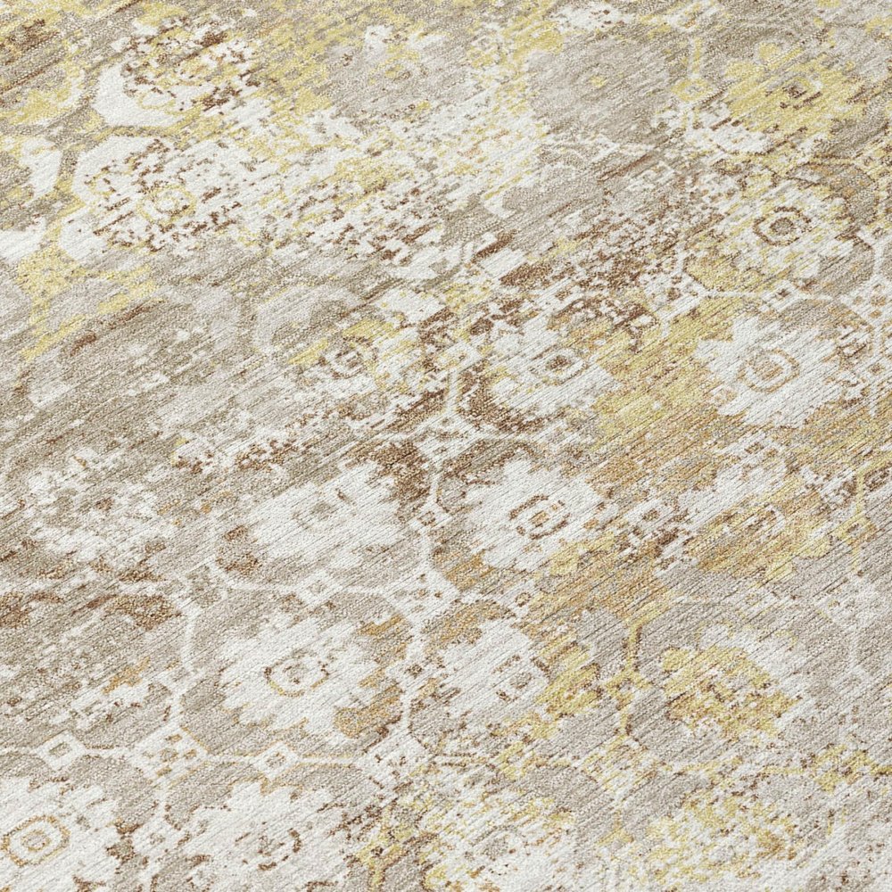 5' X 8' Ivory And Silver Floral Medallion Washable Indoor Outdoor Area Rug — view 3