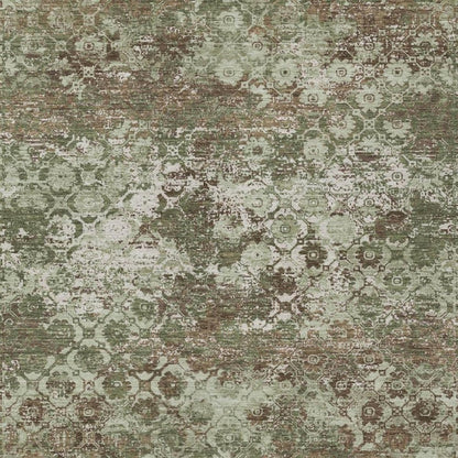 3' X 5' Olive Green And Green Floral Medallion Washable Indoor Outdoor Area Rug