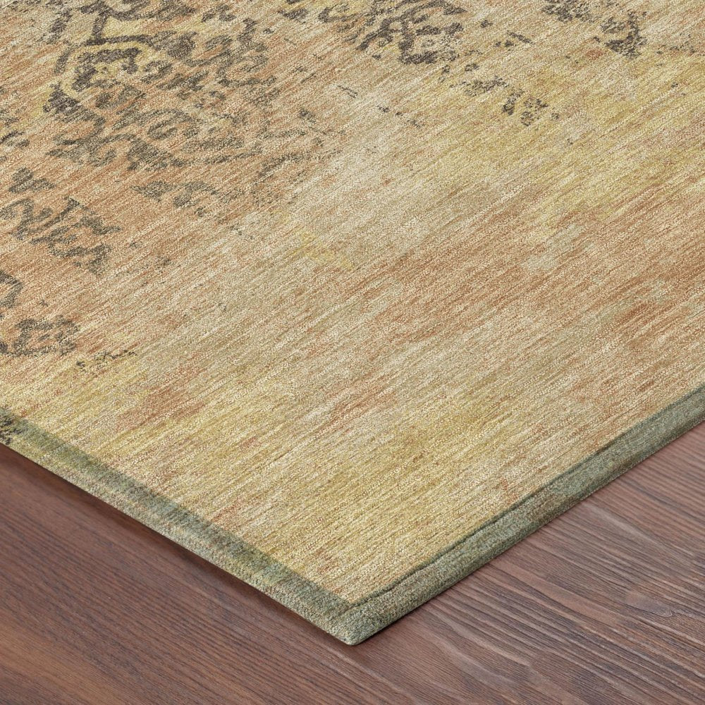 3' X 5' Copper And Orange Abstract Washable Indoor Outdoor Area Rug — view 2