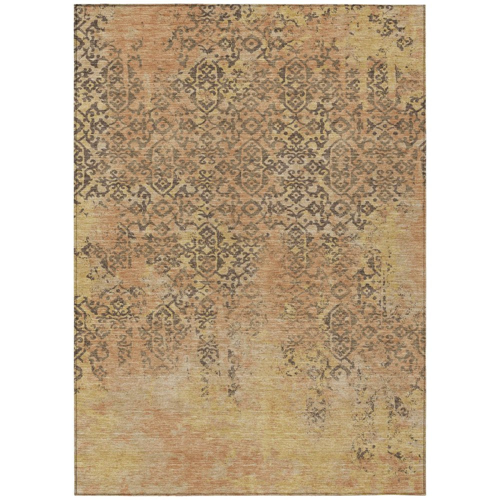 5' X 8' Copper And Orange Abstract Washable Indoor Outdoor Area Rug HomeRoots