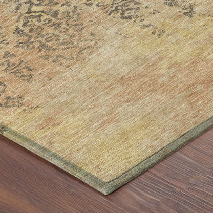 5' X 8' Copper And Orange Abstract Washable Indoor Outdoor Area Rug HomeRoots